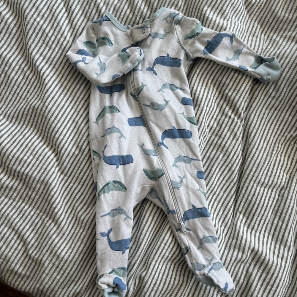 Cloud Island Whale Print footed sleeper